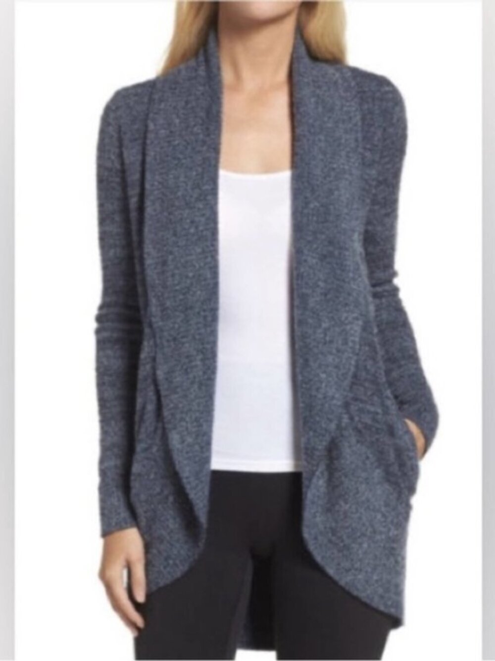 BAREFOOT DREAMS Women's Size XS/S Cozy Chic Lite Circle Cardigan Indigo Blue